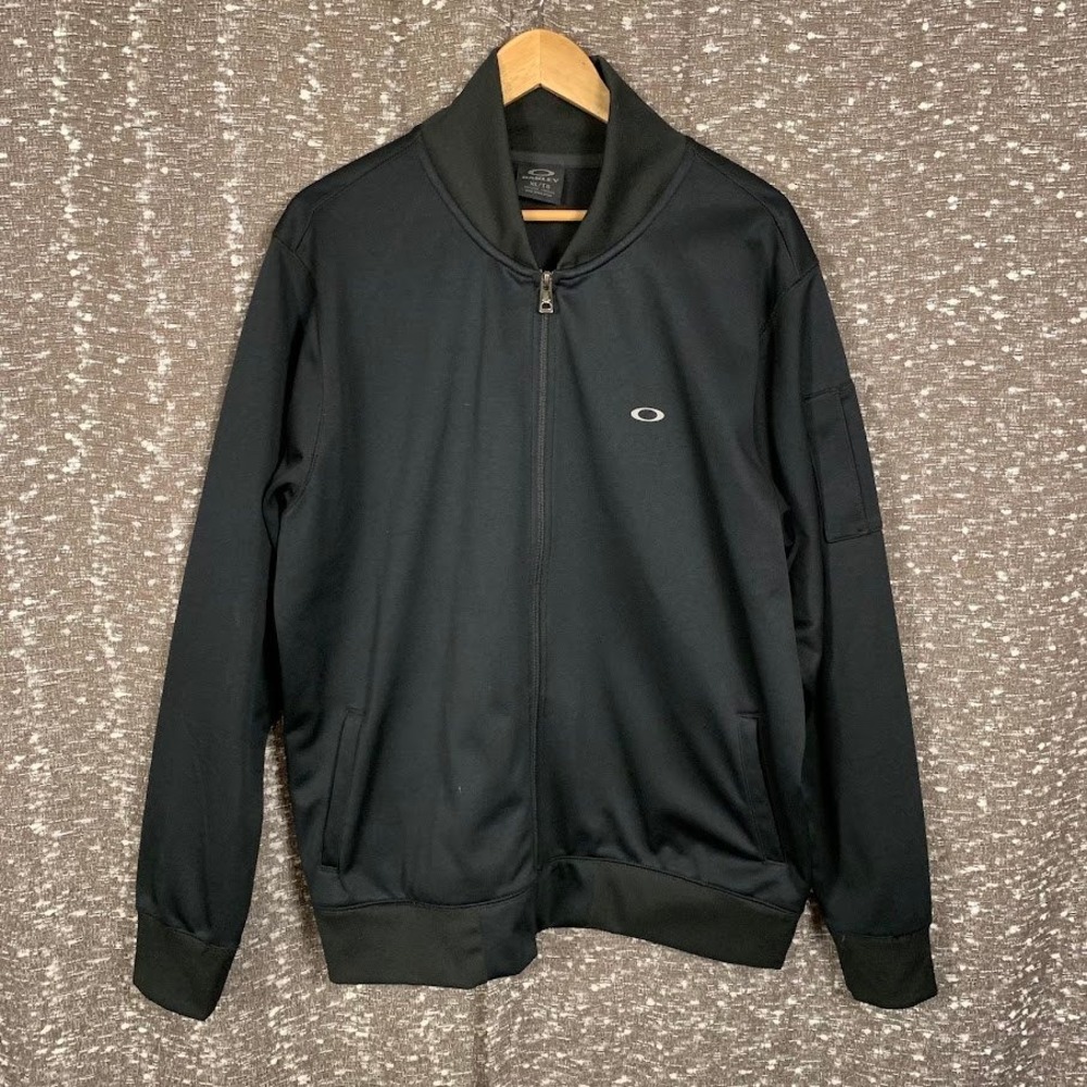 Oakley Men's The Motion Fleece Jacket Black Full Zip Track Jacket Size XL